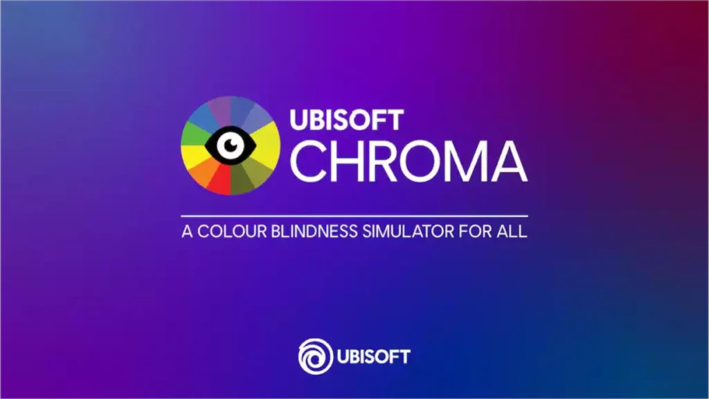 Logo de l'outil d'accessibilité Ubisoft Chroma présentant un œil stylisé au centre d'un cercle chromatique pour simulateur de daltonisme