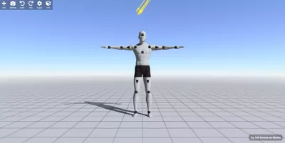 Mannequin 3D en position neutre dans l'interface web de Magic Poser avec ses points d'articulation pour le rigging