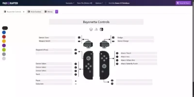 Menu de configuration de PadCrafter montrant les options de styles et de couleurs pour les contrôles Switch