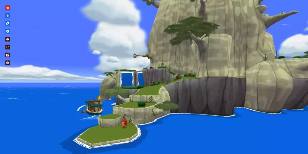 Visualisation d'un niveau de jeu vidéo Elda Wind Waker sur noclip.website pour analyser la structure du level design