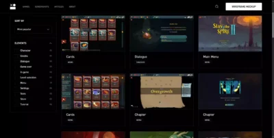 Interface du site Interface in Game détaillant les différents menus et cartes du jeu Slay the Spire 2