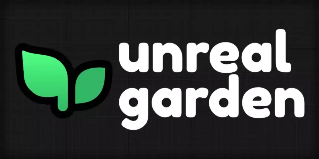 Logo de Unreal Garden, la documentation de référence pour le développement Unreal Engine, présentant deux feuilles vertes sur fond noir