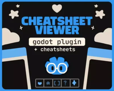 Logo officiel du plugin Godot Cheatsheet Viewer illustré d'une tête de robot bleue portant des lunettes.