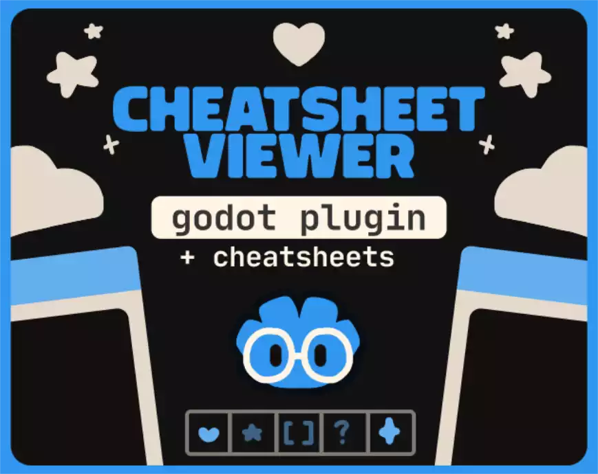 Logo officiel du plugin Godot Cheatsheet Viewer illustré d'une tête de robot bleue portant des lunettes.