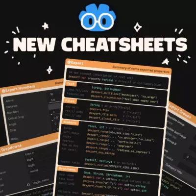 Aperçu de nouvelles fiches de référence pour Godot détaillant l'utilisation des annotations d'exportation dans le script.